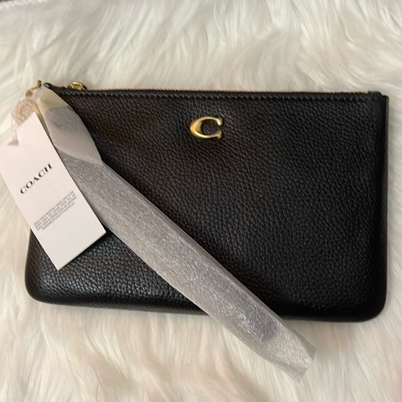 Coach Polished Pebble Leather Small Zip-Top Wristlet - Picture 10 of 10